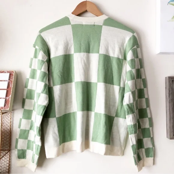 SOLD🛑Thorn Fable Cottagecore Whimsy Embroidered Patch Checkered Oversized Cardi - Picture 3 of 11